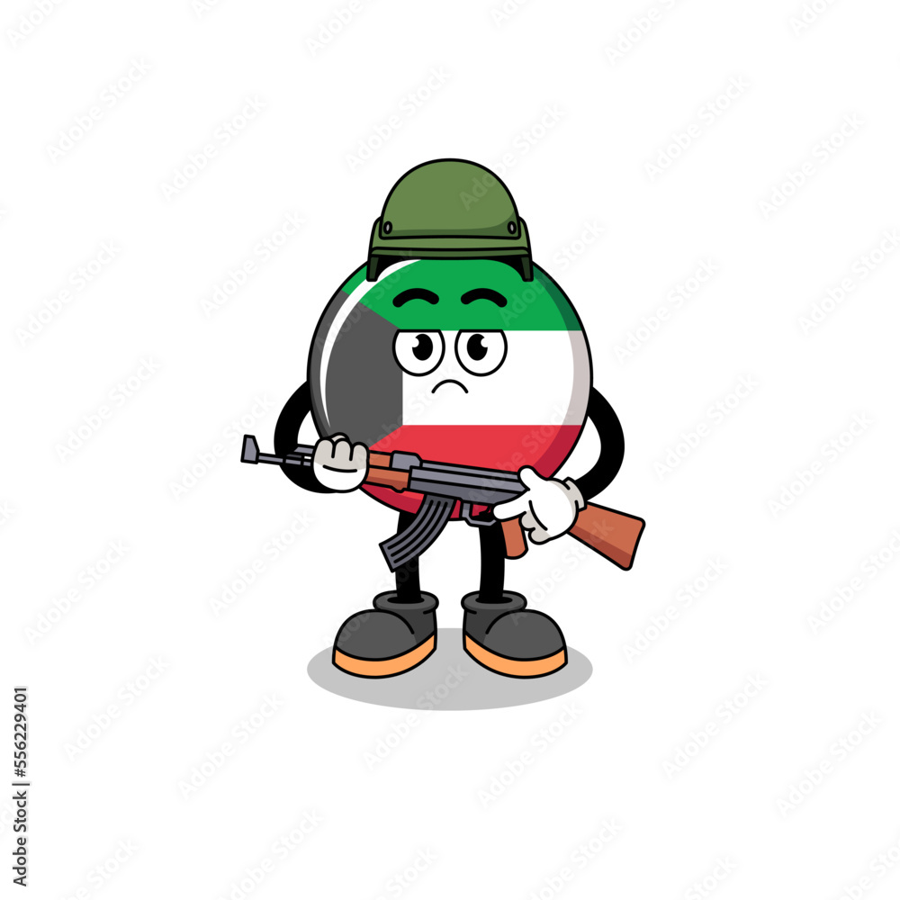 Cartoon of kuwait flag soldier Cartoon of kuwait flag soldier
