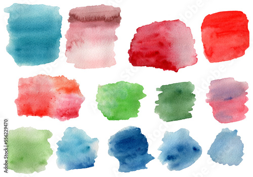 Set of hand painted watercolor stains