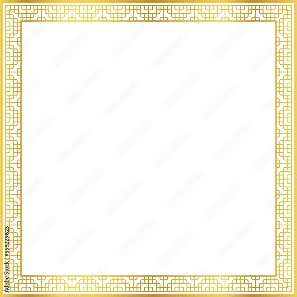 Fototapeta premium Luxury golden square frame botanic garden vingate pattern