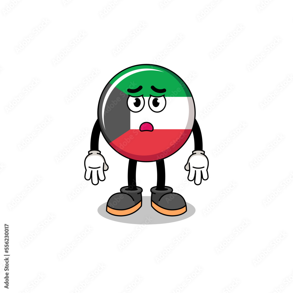 kuwait flag cartoon illustration with sad face kuwait flag cartoon illustration with sad face