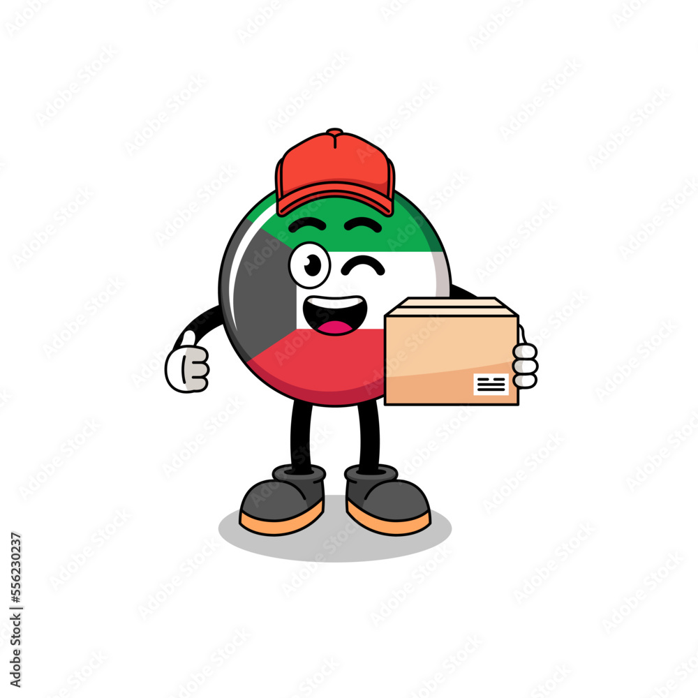 kuwait flag mascot cartoon as an courier kuwait flag mascot cartoon as an courier
