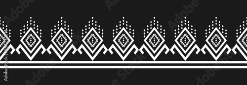 Border ethnic tribal pattern art. folk embroidery, and Mexican style. Aztec geometric ornament print. Design for background, illustration, fabric, clothing, textile, print, batik.