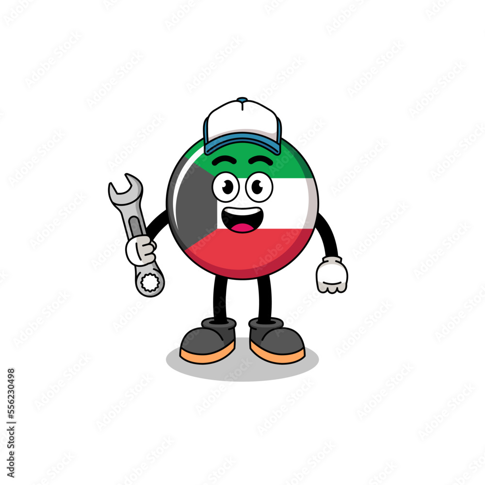 kuwait flag illustration cartoon as a mechanic kuwait flag illustration cartoon as a mechanic