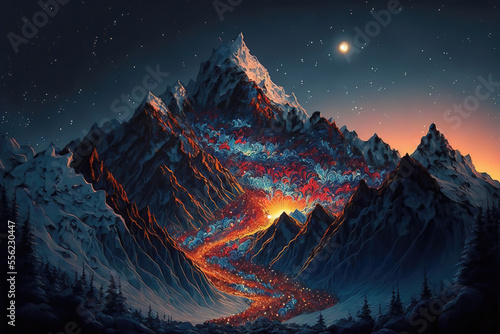 Canvastavla Stunning mountains, Geoff Darrow, fred Tomaselli, max river Generative AI