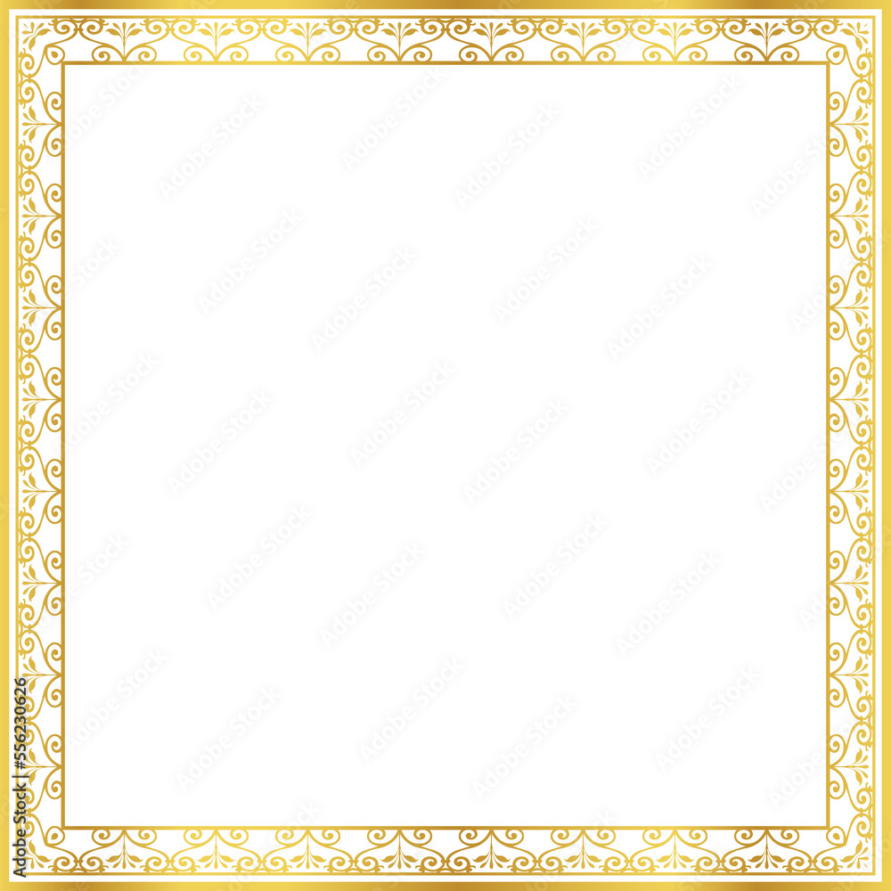 Obraz premium Luxury golden square frame botanic garden vingate pattern