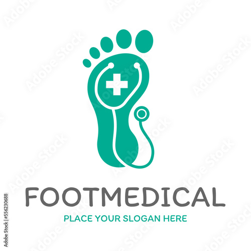 Foot medical vector logo template. This design use stethoscope symbol. Suitable for health.