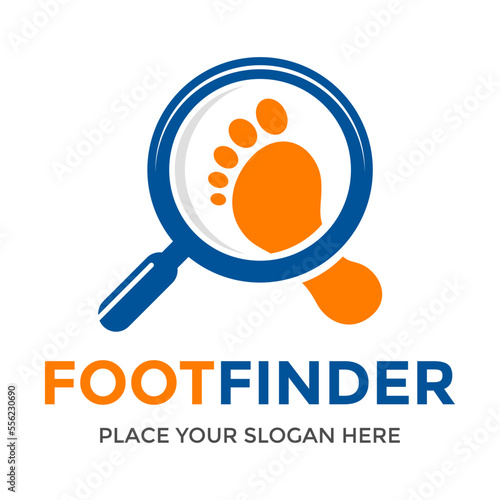 Foot finder vector logo template. This design use magnifying glass. Suitable for analysis.
