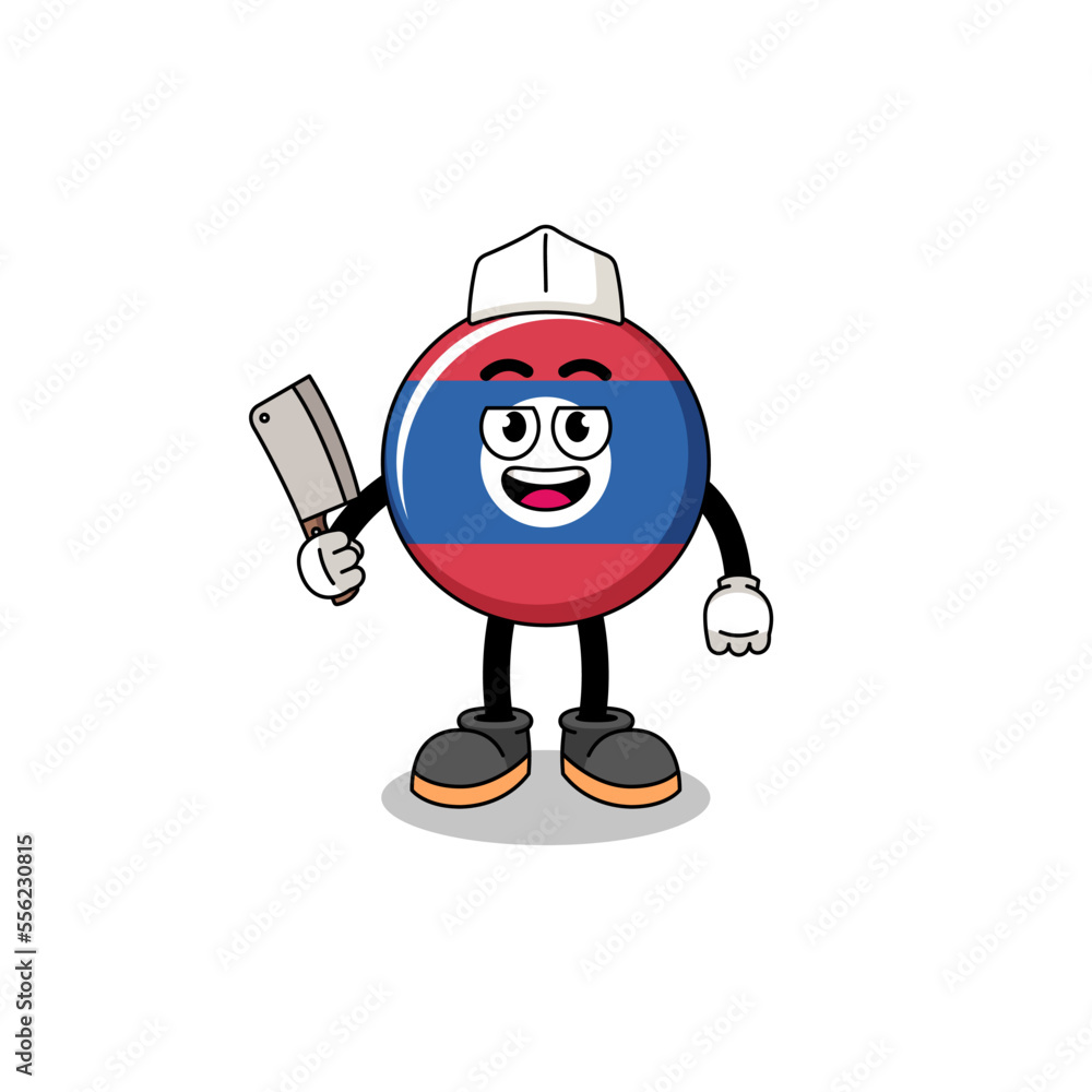 Mascot of laos flag as a butcher Mascot of laos flag as a butcher