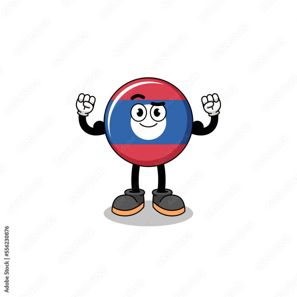 Obraz premium Mascot cartoon of laos flag posing with muscle
