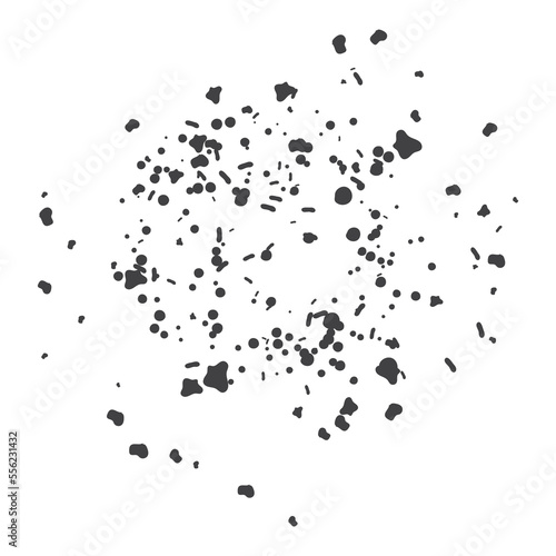 Black spray grunge dots or scattered dots vector illustration.