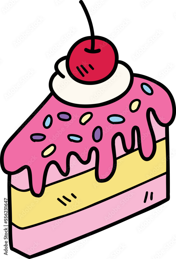 Hand Drawn Strawberry Cheesecake illustration Hand Drawn Strawberry Cheesecake illustration