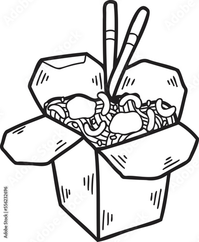 Hand Drawn instant noodles Chinese and Japanese food illustration