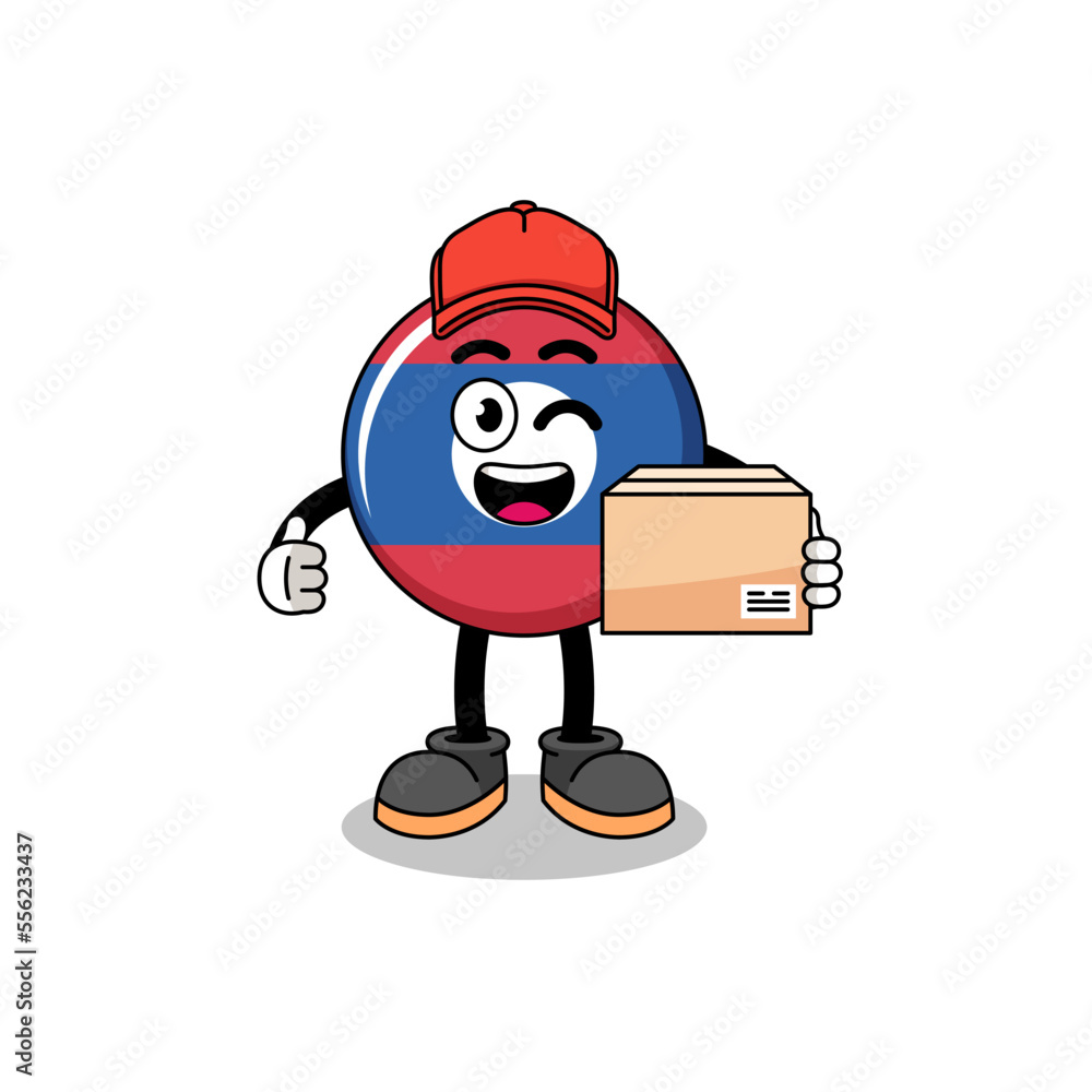 laos flag mascot cartoon as an courier laos flag mascot cartoon as an courier