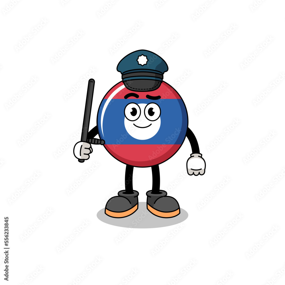 Cartoon Illustration of laos flag police Cartoon Illustration of laos flag police
