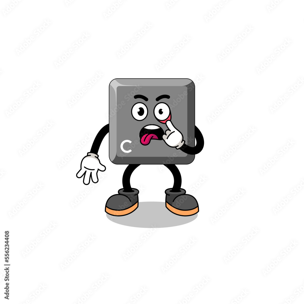 Character Illustration of keyboard C key with tongue sticking out