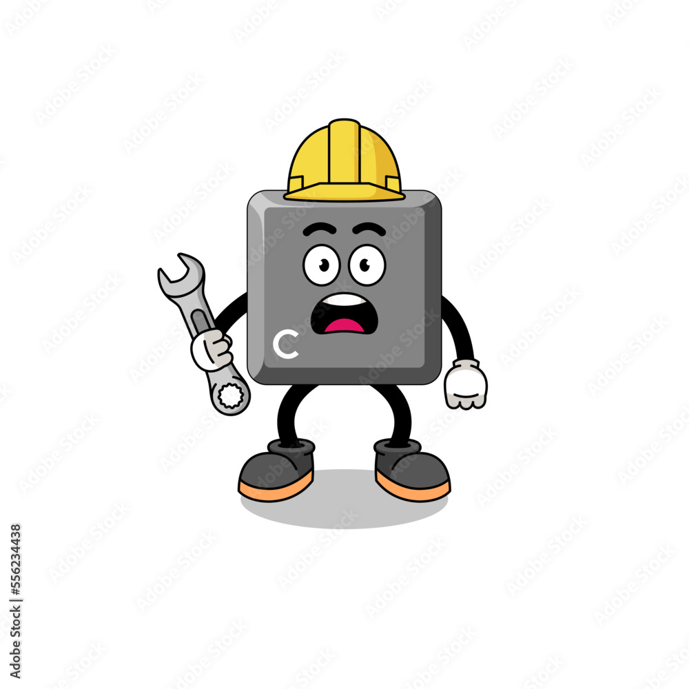 Character Illustration of keyboard C key with 404 error Character Illustration of keyboard C key with 404 error