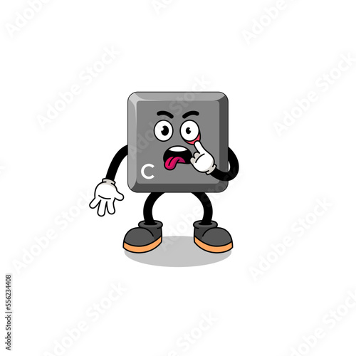 Character Illustration of keyboard C key with tongue sticking out