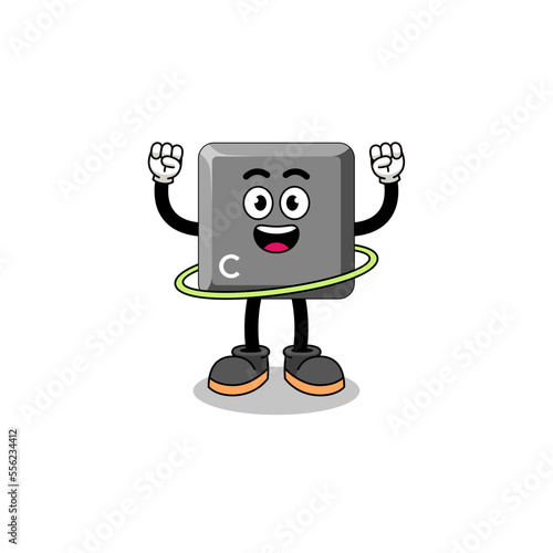 Character Illustration of keyboard C key playing hula hoop