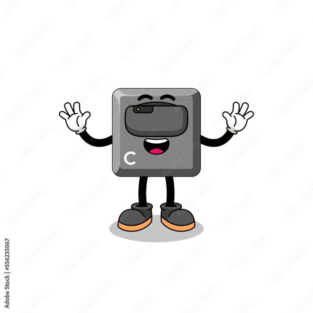 Illustration of keyboard C key with a vr headset Illustration of keyboard C key with a vr headset
