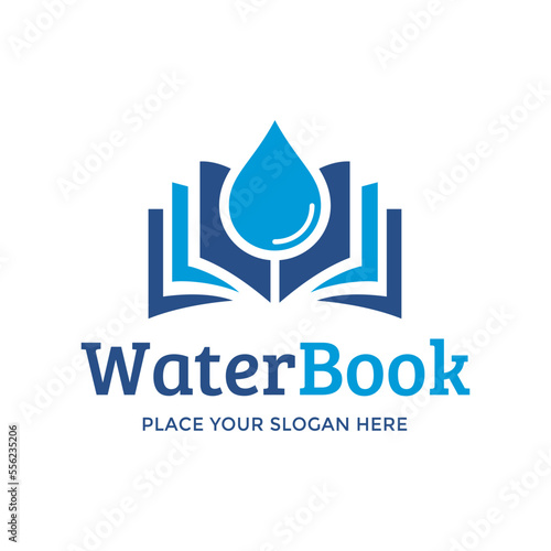 Water book vector logo template. This design use education symbol. Suitable for studying.