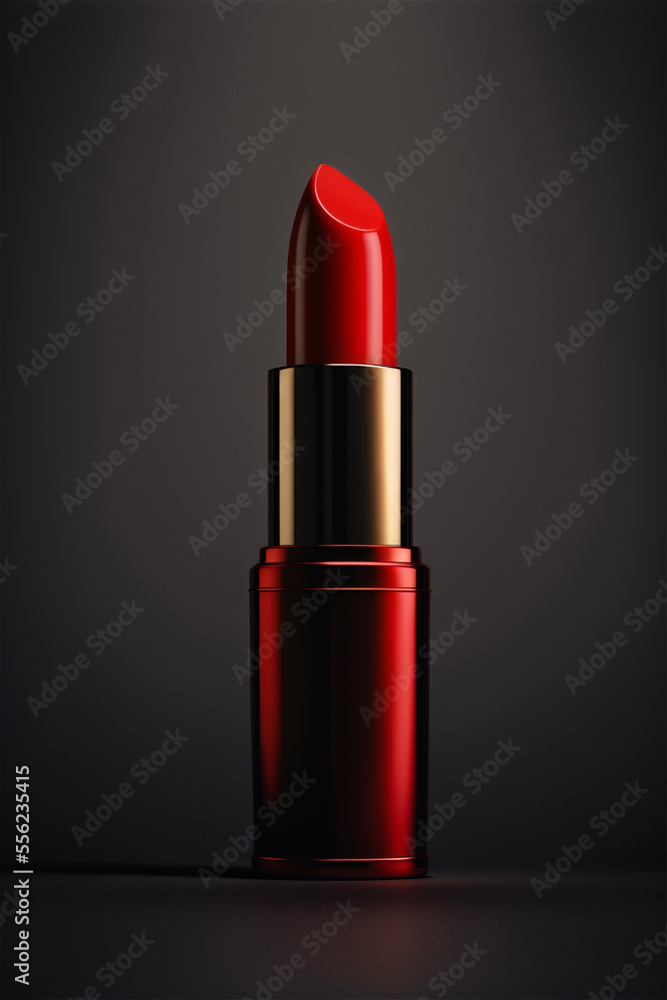 red lipstick in front of a black background. Generated AI red lipstick in front of a black background. Generated AI