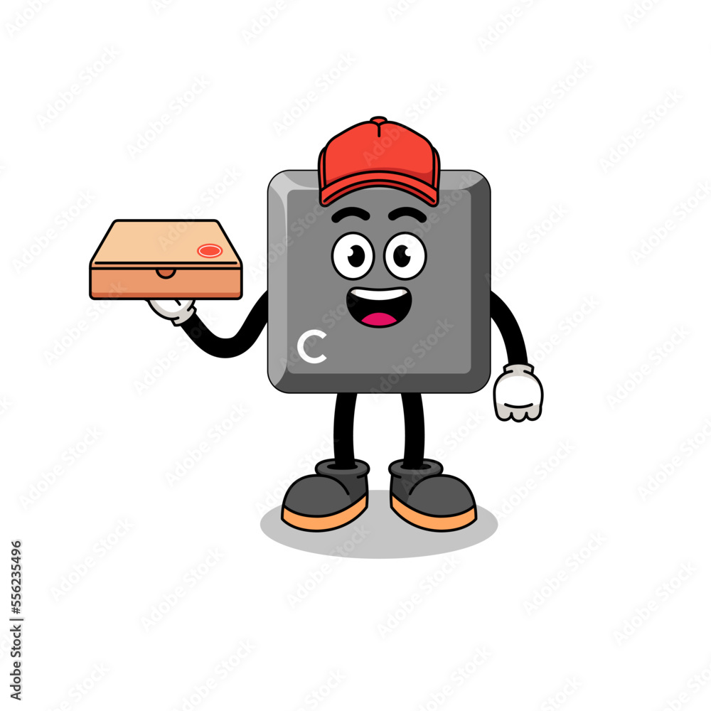 keyboard C key illustration as a pizza deliveryman keyboard C key illustration as a pizza deliveryman