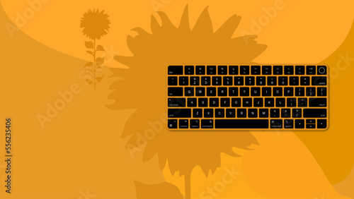 sunflower and keyboard vector