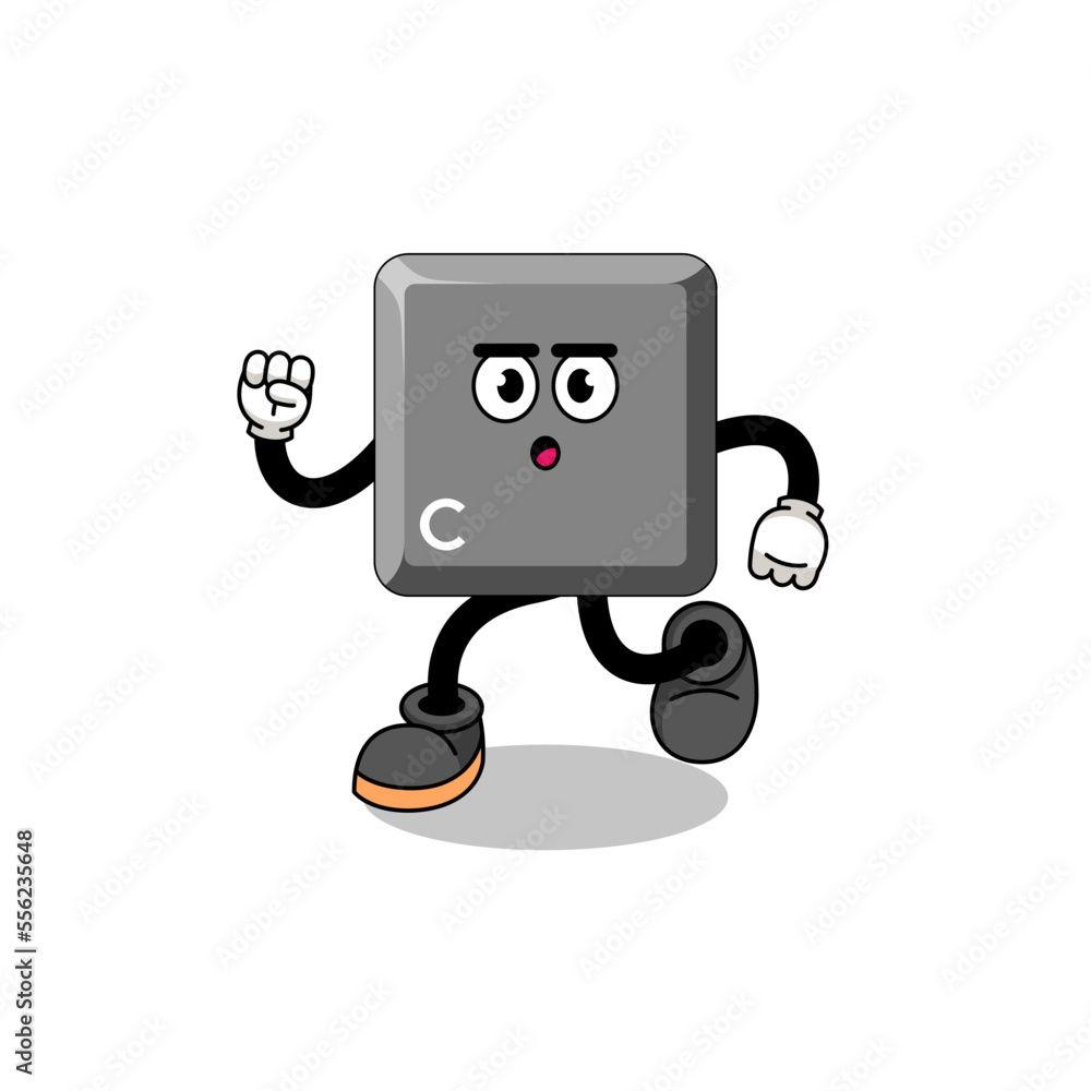 running keyboard C key mascot illustration running keyboard C key mascot illustration