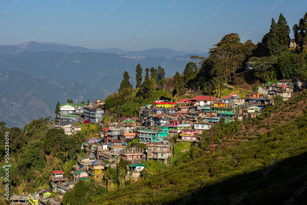 Beautiful eastern Himalayan hill city Kurseong near Darjeeling, West Bengal India, View of Kurseong town.