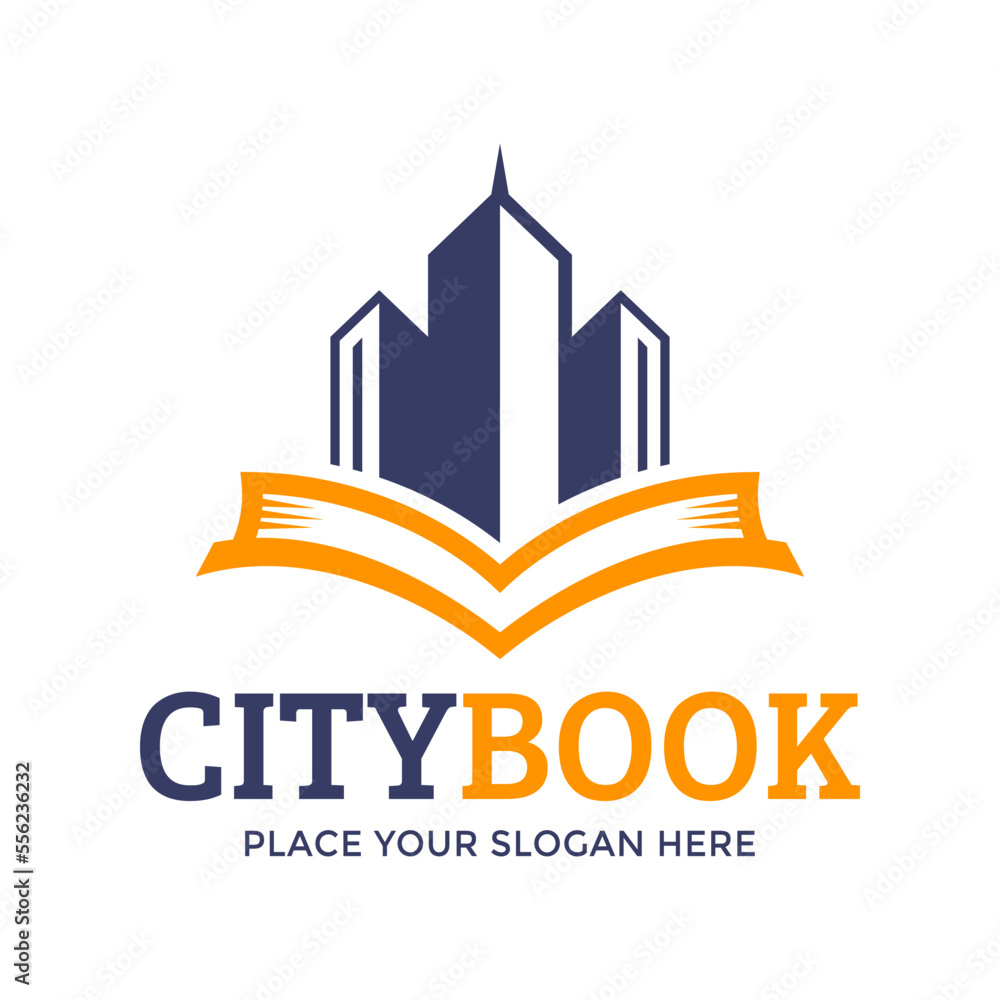 City book vector logo template. This design use building symbol. Suitable for education.