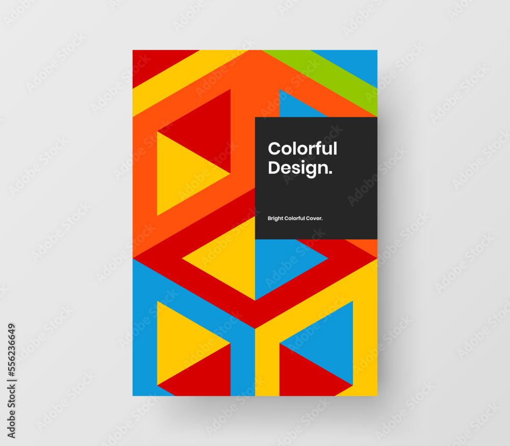 Colorful mosaic hexagons booklet concept. Vivid brochure design vector illustration.