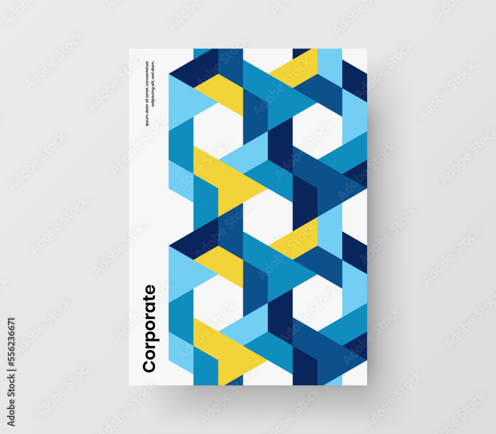 Original geometric tiles company brochure illustration. Unique corporate identity vector design layout.