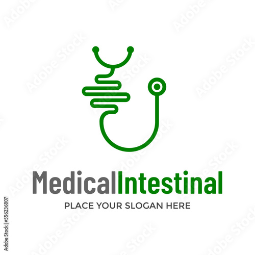 Medical intestinal vector logo template. This design use stethoscope symbol. Suitable for health.