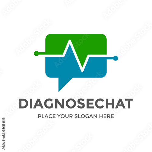 Diagnose chat vector logo template. This design use dialogue symbol. Suitable for medical.
