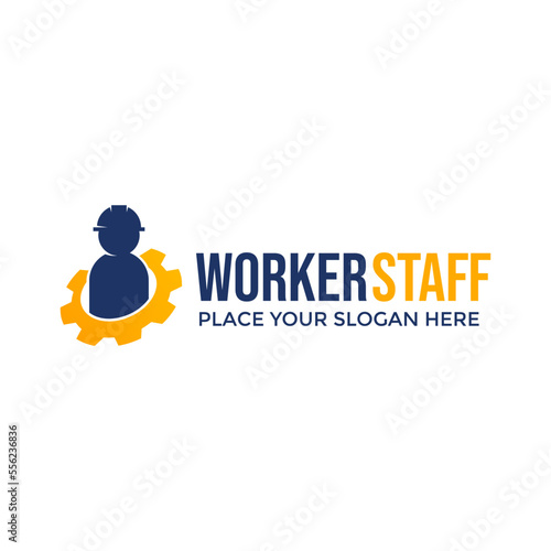 Worker staff vector logo template This design use human and gear symbol. Suitable for industrial.