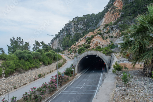 road mountain tunnel top view