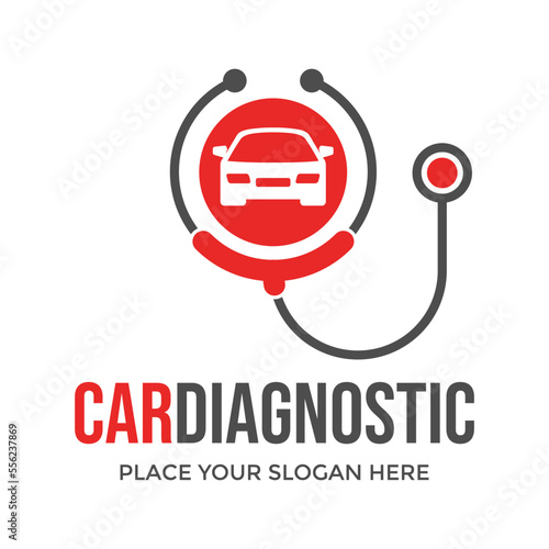 Car diagnostic vector logo template. This design use stethoscope symbol. Suitable for service or maintenance.