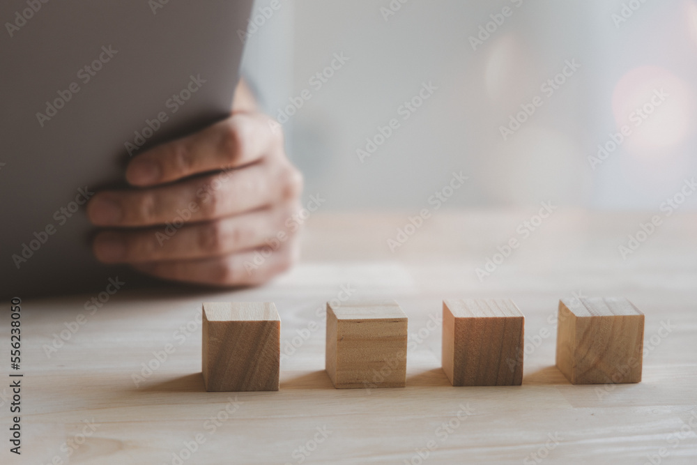 blank wooden block cubes on table background, business concept background, mock up, template, banner blank wooden block cubes on table background, business concept background, mock up, template, banner