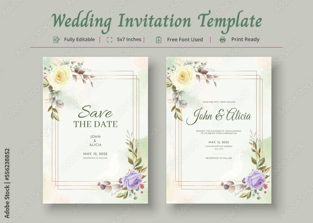 Obraz premium Wedding Invitation Card Template, Invitation Card Poster