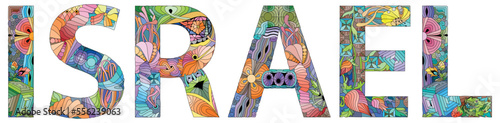 Israel is a country in Western Asia. Vector decorative zentangle object.