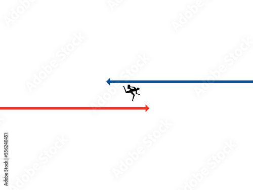 change in career or concept. Businessman jumping over to the new arrow vector