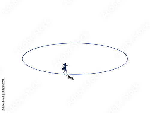 Businesswomen walk in circles. The symbol of trouble is never ending vector