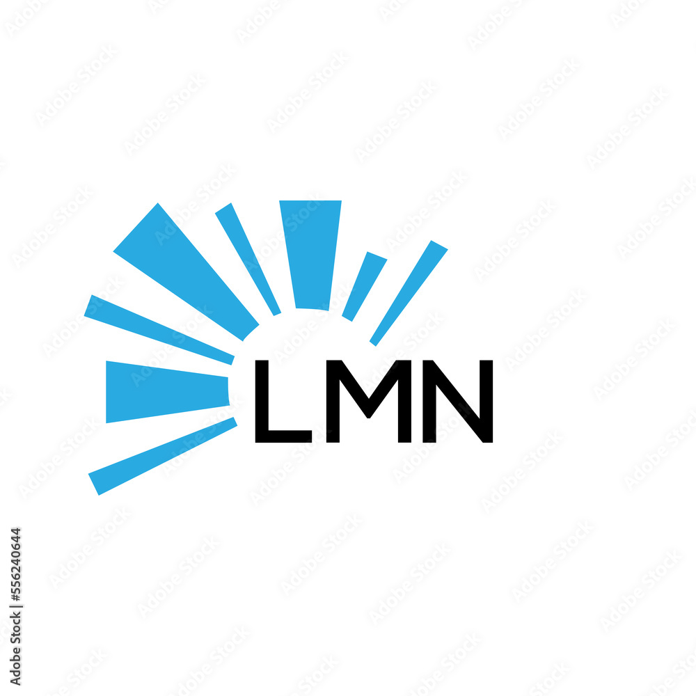 LMN letter logo. LMN blue image on white background and black letter ...