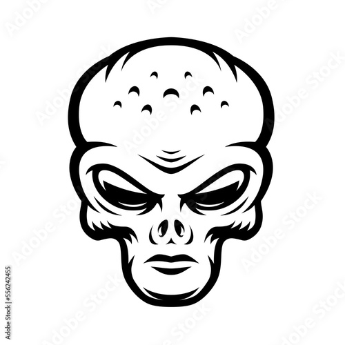 An alien head logo isolated on white background