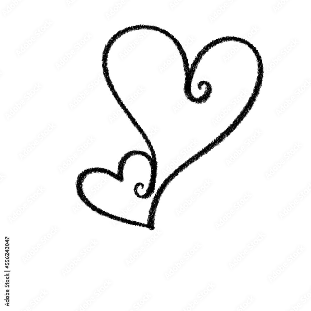 Obraz premium Black pencil doodle heart. 