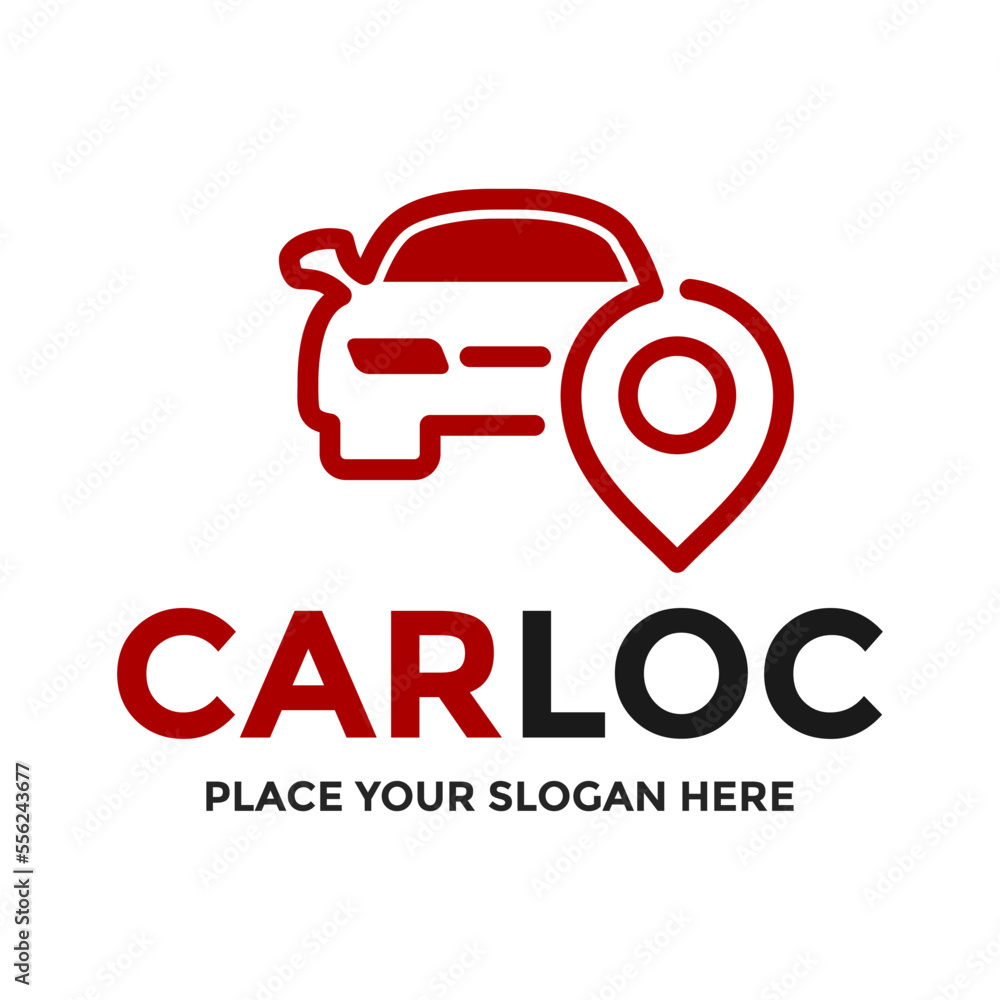 Car location vector logo template. This design use pin or gps symbol. Suitable for transportation.