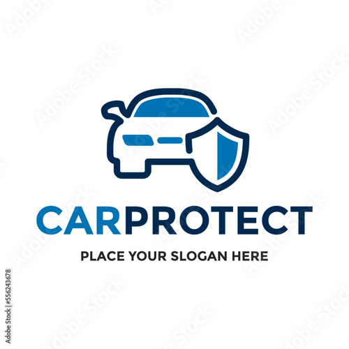 Car protect vector logo template. This design use shield symbol. Suitable for transportation,