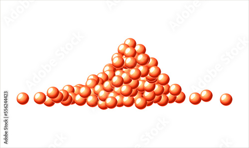 Bunch of realistic detailed red caviar grains isolated on white background. Set appetizer seafood healthy luxury Russian delicacy salmon caviar. Salty fresh dish of wild fish roe. Vector illustration