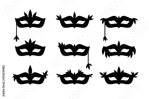 set of mask vector icon in silhouette isolated on white background photo