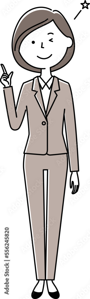 指をさすスーツの女性 指をさすスーツの女性